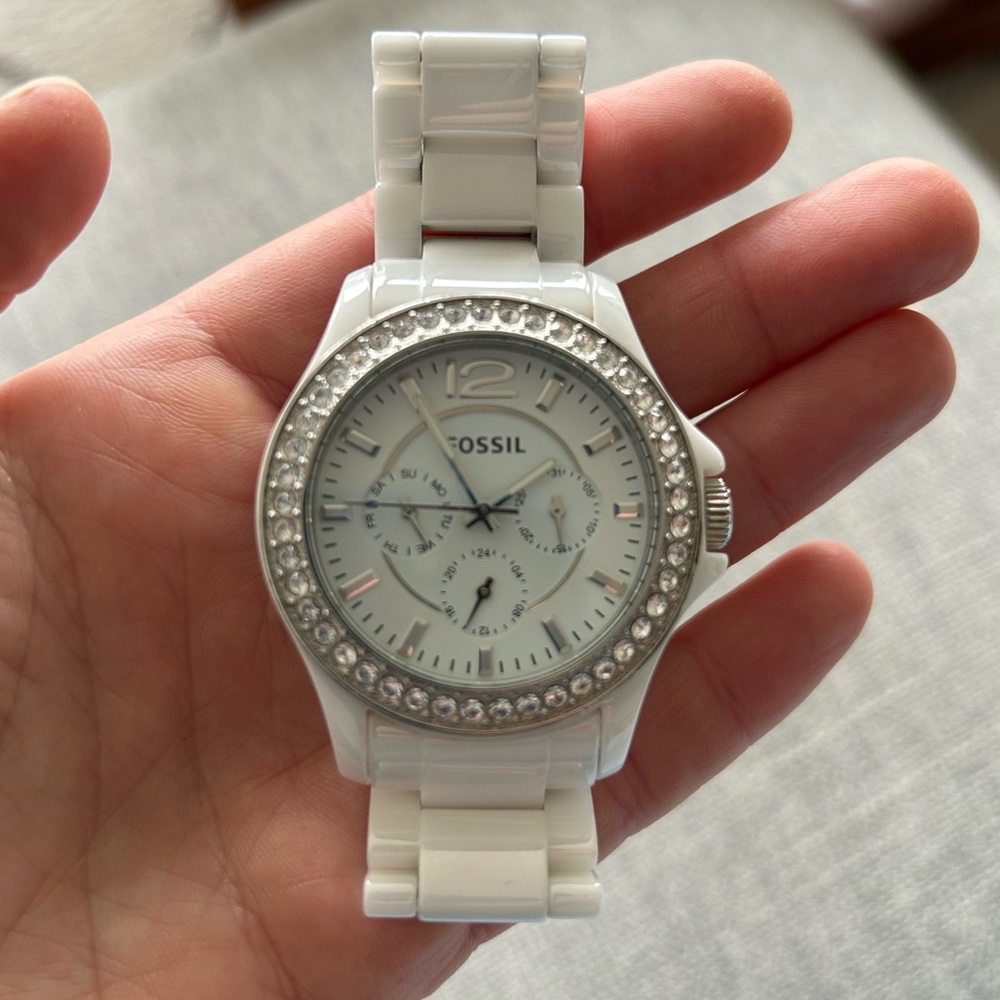 Fossil White Glossy Ceramic Watch